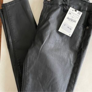Zara coated denim pants